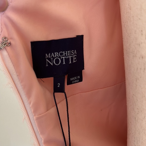 MARCHESA NOTTE RTW F2017 Light Pink Layered Chiffon Floral Embroidered Dress - Picture 9 of 10